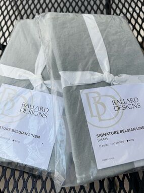 Ballard Signature Belgian Linen Sham Pair in Spa (Green)